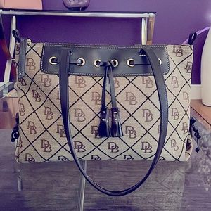 Dooney and Burke Leather and Canvas Shoulder Bag